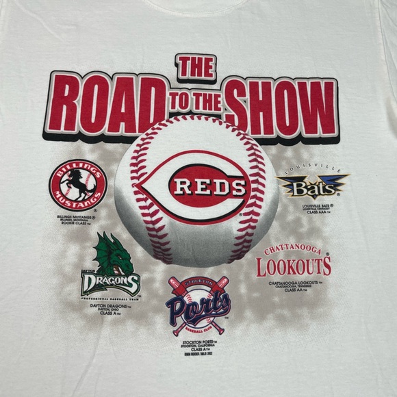 Vtg Cincinnati Reds Mens Road To Show T-Shirt Sz Medium Y2k Minor League A8 - Picture 4 of 9